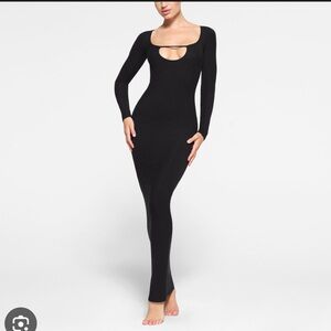 SKIMS Black Soft Lounge Dress with Keyhole